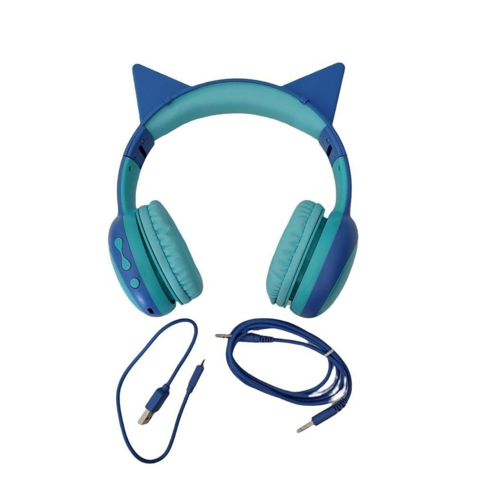 Gorsun Wireless Kids Headphones Blue Cat Ears Safe Sound Adjustable E61 New